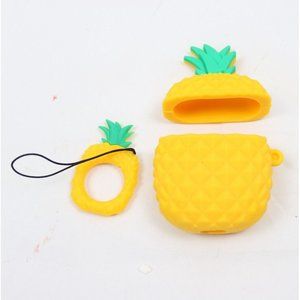 Silicone Airpod Cover Case for Apple Airpods 1 & 2, 3D Pineapple Design, Yellow
